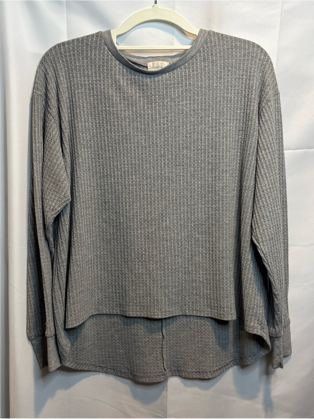 Project Social T Gray Waffle-Knit Pullover Sweatshirt